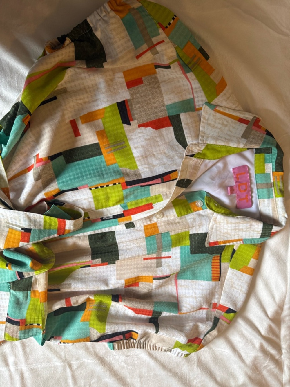 Geometric Print Collared Midi Shirt Dress in Multi-Color - Picture 3 of 6